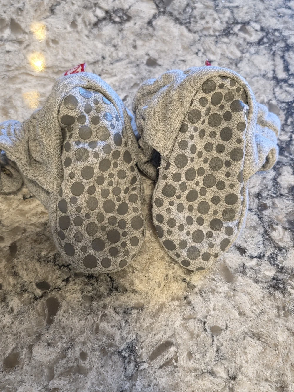 2 Pairs unisex Zutano Light Gray Baby Booties with Snap Cuffs